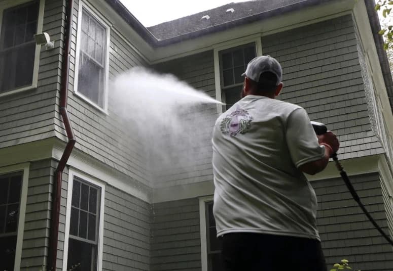 Commercial pressure washing service by Brecksville Power Washing at Brecksville business